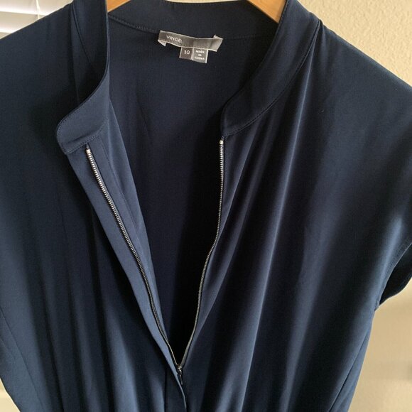 Vince. Jumpsuit Womens Size 10 Coastal Cap Sleeve Drawstring Stretch Zip Up - Picture 7 of 15